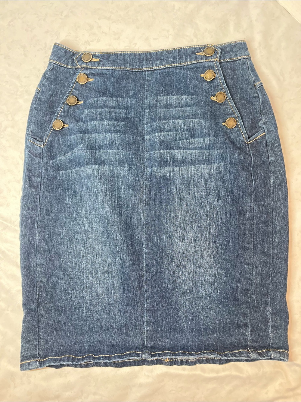 Jolt Women’s Nautical Sailor Denim Pencil Skirt, Size 1